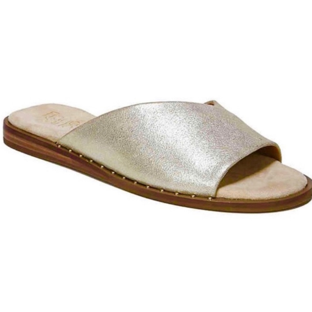 Franco Sarto Riviera platino slide sandals, NEW without box